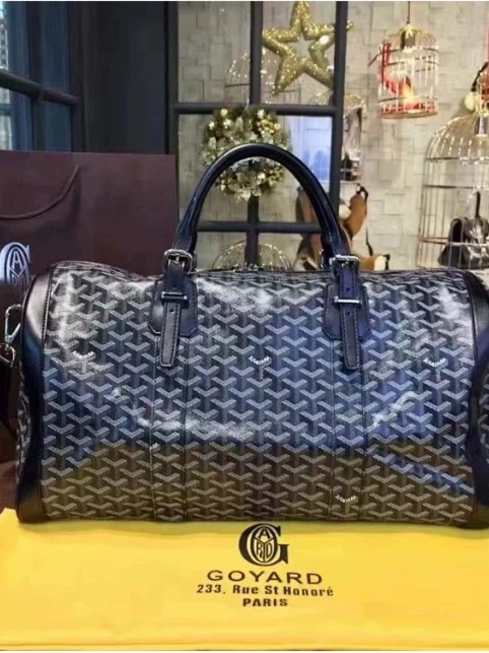 Goyard Black and Gray Patterned Duffel Bag